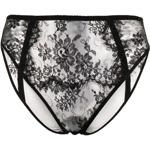 Schwarze Unterwäsche mit Blumen-Spitze und hoher Taille , Damen, Größe: XS - Dolce & Gabbana - Modalova