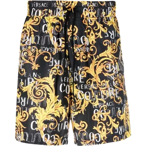 Shorts mit Barockmuster und elastischem Bund - Versace Jeans Couture - Modalova