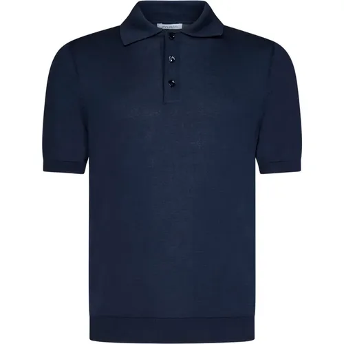 Blaues T-Shirt und Polo mit französischem Kragen , Herren, Größe: L - Malo - Modalova