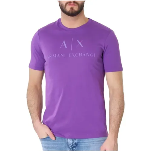 Großes Logo T-Shirt - Violets - Armani Exchange - Modalova