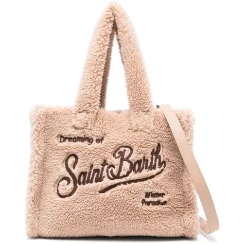 Faux-Fur Handbag with Metallic Threading , female, Sizes: ONE SIZE - MC2 Saint Barth - Modalova