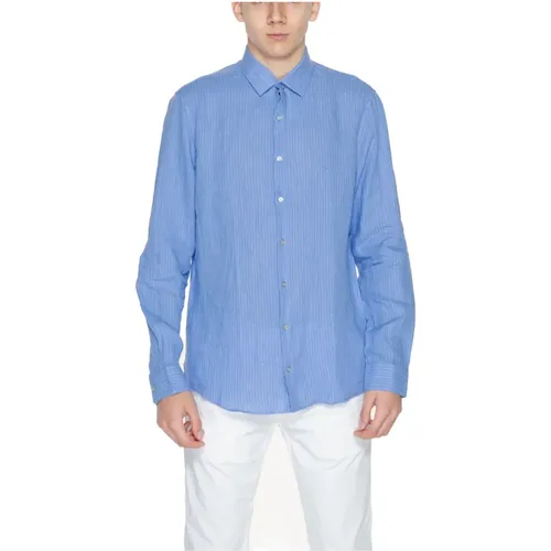 Men's Linen Long-Sleeved Shirt , male, Sizes: 4XL, 2XL, XL, L, 3XL - Calvin Klein - Modalova