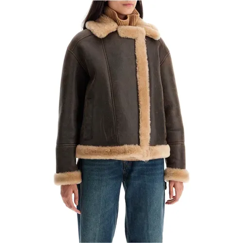 Shearling Coat with Wide Collar , female, Sizes: M - Blancha - Modalova