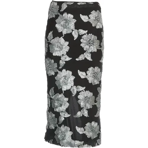 Flower Mesh Pencil Skirt Grey , female, Sizes: L - Rotate Birger Christensen - Modalova