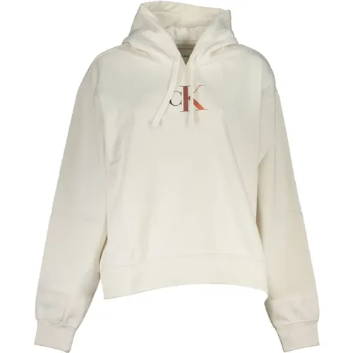 Hoodie mit Logo-Print, Weiß , Damen, Größe: XS - Calvin Klein - Modalova