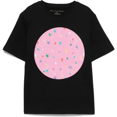 Schwarzes Jersey T-Shirt mit Sternenprint - Stella Mccartney - Modalova