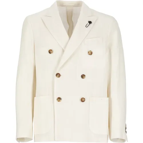 Double Breasted Ivory Cotton Jacket , male, Sizes: S, M - Lardini - Modalova
