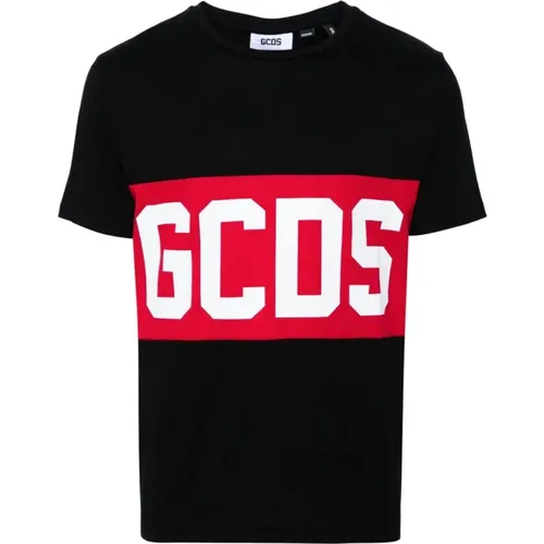 Schwarzes Band Logo Regular T-Shirt , Herren, Größe: S - GCDS - Modalova