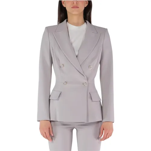 Doppelreihiger Crêpe-Blazer , Damen, Größe: L - Elisabetta Franchi - Modalova