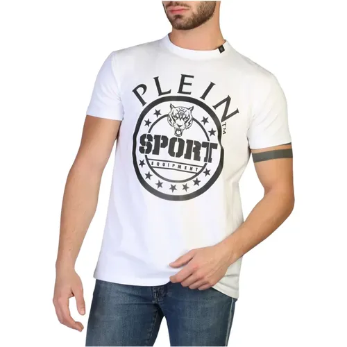 Kurzarm Rundhals Baumwoll-T-Shirt , Herren, Größe: M - Plein Sport - Modalova