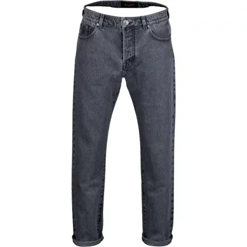 Pocket-Hose aus mittelschwerem Denim mit Marmor-Delavé , Herren, Größe: W34 - Moorer - Modalova