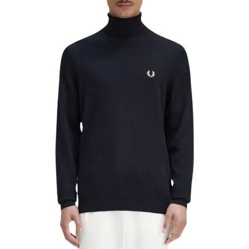 Navy High Neck Turtleneck , male, Sizes: XL, L - Fred Perry - Modalova