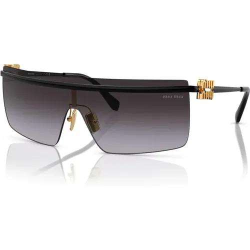 Grey Shaded Sunglasses,Sunglasses SMU 50ZS,Gold/Dark Grey Sunglasses SMU 50ZS,Gold Grey Sunglasses SMU 50Zs - Miu Miu - Modalova