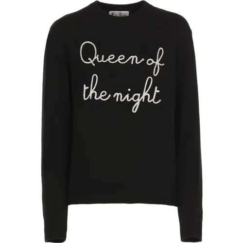 Schwarzer Crew Neck Pullover mit Queen Night Stickerei , Damen, Größe: M - Saint Barth - Modalova