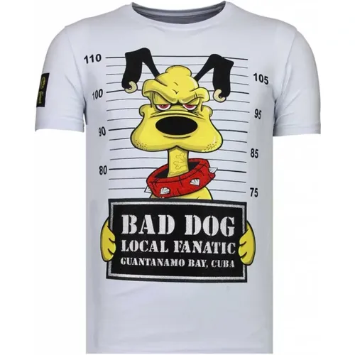 Bad Dog Rhinestone - Herren T-Shirt - 13-6207W - Local Fanatic - Modalova