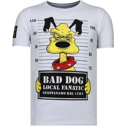 Bad Dog Rhinestone - Herren T-Shirt - 13-6207W , Herren, Größe: 2XL - Local Fanatic - Modalova