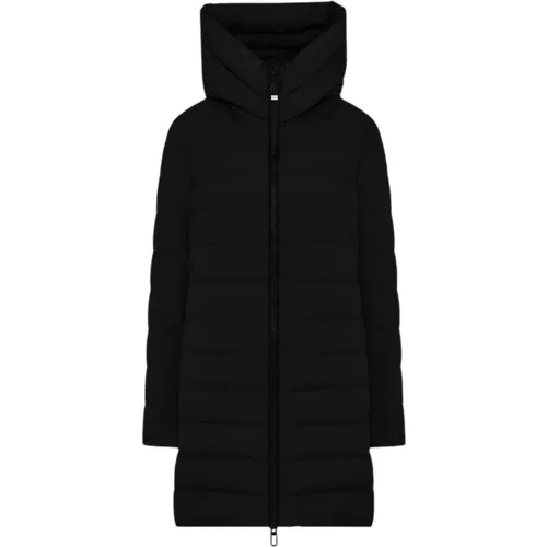 Schwarze Daunenjacke mit Kapuze , Damen, Größe: M - Duno - Modalova