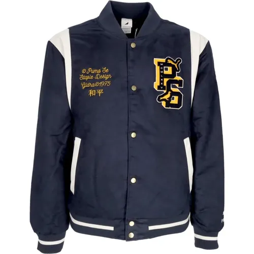 Navy Varsity Jacket Streetwear Männer , Herren, Größe: L - Puma - Modalova