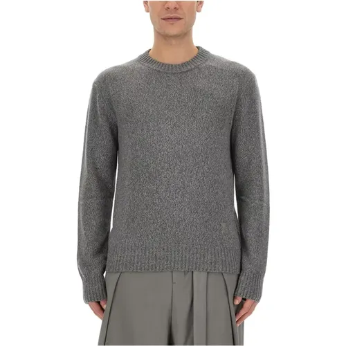 Logo Jersey Slim Fit Cashmere Wool , Herren, Größe: M - Ami Paris - Modalova