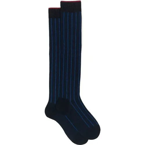 Blaue Baumwoll-Langsocken Twin-Rippung , Herren, Größe: L - Gallo - Modalova