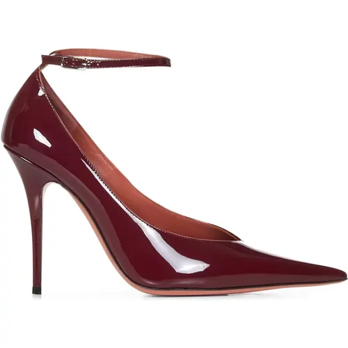 Bordeaux Patent Leather Stiletto Heels , female, Sizes: 3 UK, 6 UK, 8 UK, 4 UK - Amina Muaddi - Modalova