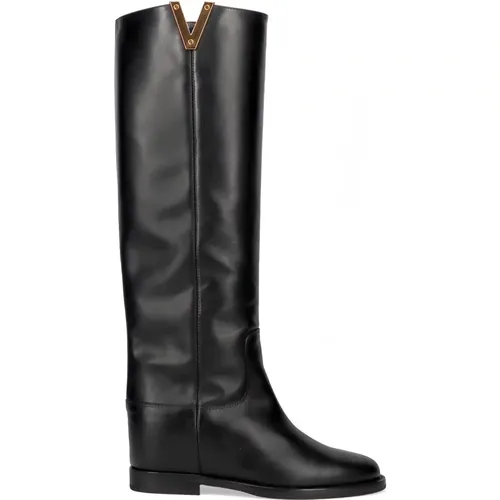 Wedge Boot with Metal V-Shaped Accessory , female, Sizes: 5 UK, 2 UK, 8 UK, 7 UK, 3 1/2 UK, 4 UK, 3 UK, 6 UK, 5 1/2 UK, 4 1/2 UK - Via Roma 15 - Modalova