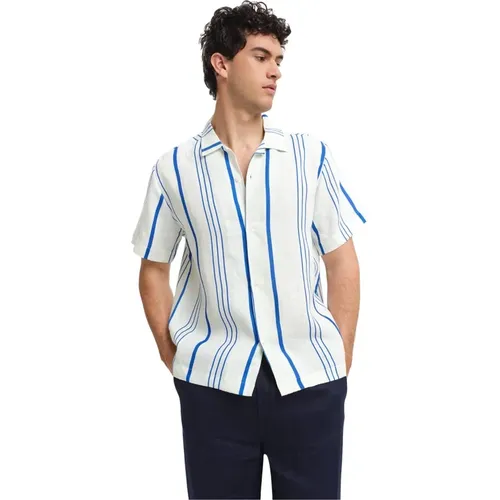 Italian Linen Bowling Shirt , male, Sizes: 2XL, XL, L, S, M - Peninsula - Modalova