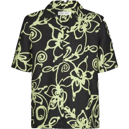 Boxy Fit Yellow Blossom Print Shirt , male, Sizes: L, XL, M, S - Samsøe Samsøe - Modalova