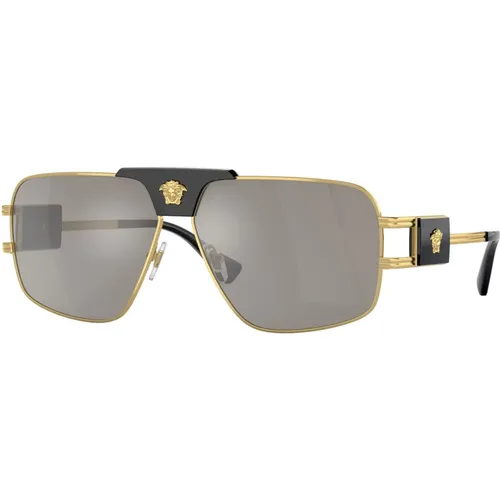 Gold/Grey Silver Mirror Sunglasses,Gunmetal/ Sunglasses,White/Dark Grey Sunglasses - Versace - Modalova
