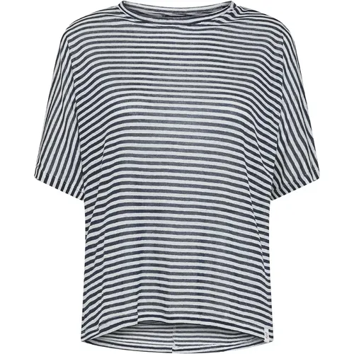 Striped Linen Blend T-shirt , female, Sizes: M, S - Peuterey - Modalova