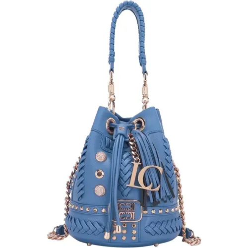 Blaue Eimer-Tasche mit Nieten , Damen, Größe: ONE Size - La Carrie - Modalova