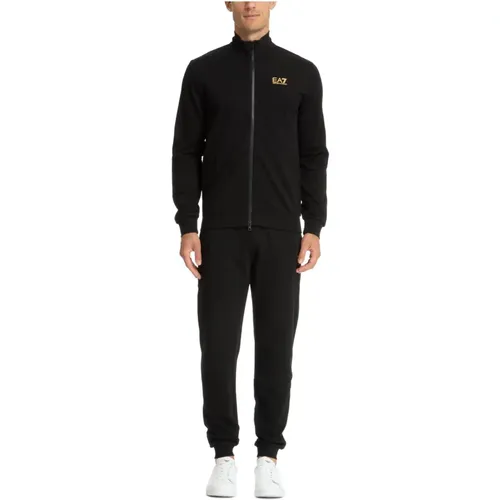 Einfarbiger Tracksuit mit Kordel und Reißverschluss , Herren, Größe: 2XL - Emporio Armani EA7 - Modalova