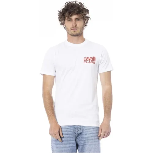 Baumwoll-Logo-Print Crew Neck T-Shirt , Herren, Größe: L - Cavalli Class - Modalova