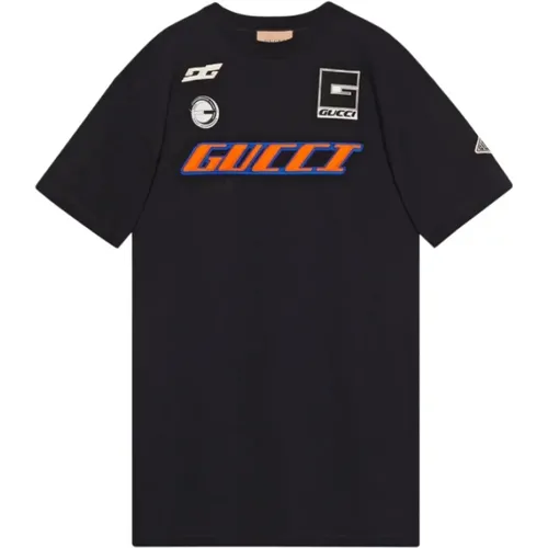 Logo Print Cotton T-Shirt , male, Sizes: S, M - Gucci - Modalova