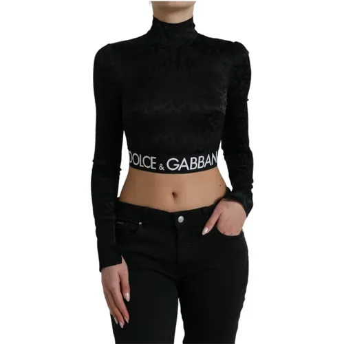 Schwarzes Crop Top mit Rückenreißverschluss - Dolce & Gabbana - Modalova