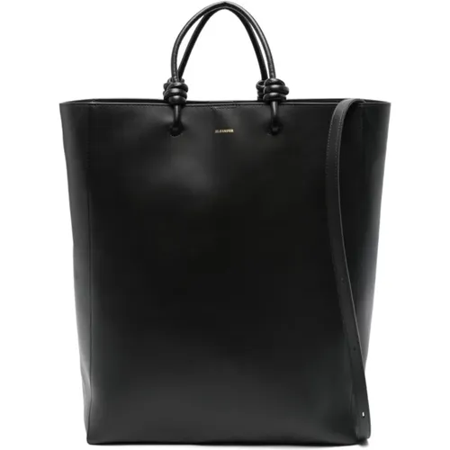 Schwarze Leder-Tote-Tasche Knotendetail - Jil Sander - Modalova