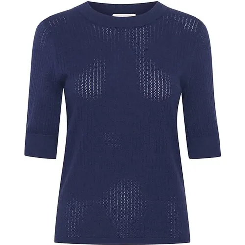 Blaues Tee-Top mit Halbärmeln , Damen, Größe: S - Soaked in Luxury - Modalova