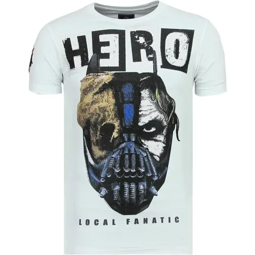 Hero Mask Rhinestones - Sommer T-Shirt Mann - 6323W , Herren, Größe: M - Local Fanatic - Modalova