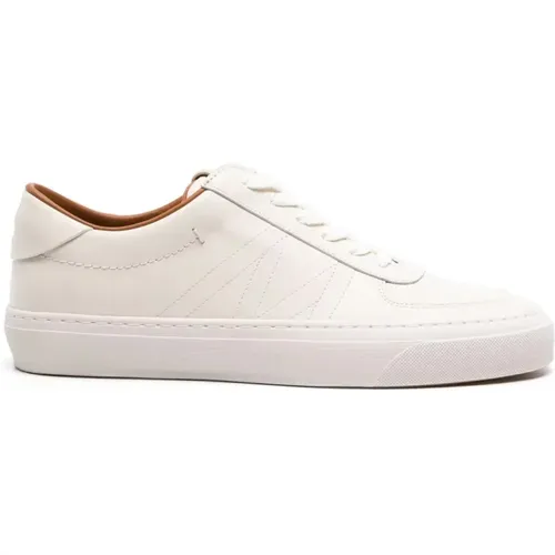 Weiße Leder Low-Top Sneakers , Herren, Größe: 43 1/2 EU - Moncler - Modalova