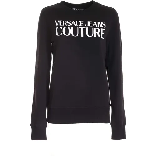 Gemütlicher Rubber Logo Sweatshirt , Damen, Größe: M - Versace Jeans Couture - Modalova