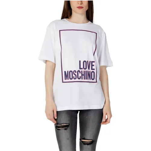 Logo Box T-Shirt für Frauen , Damen, Größe: S - Love Moschino - Modalova