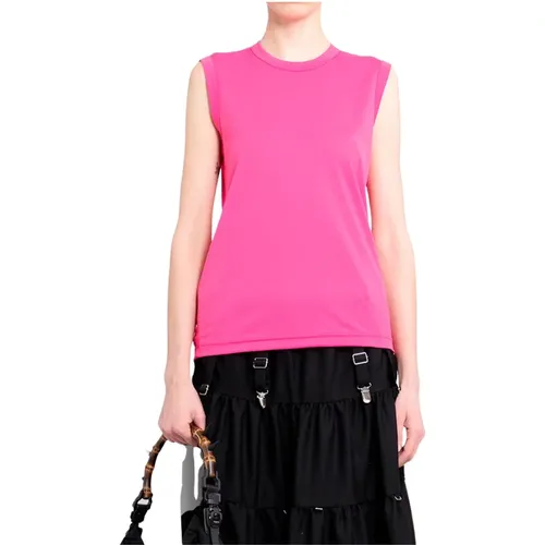 Rosa ärmelloses Jersey-T-Shirt , Damen, Größe: L - Comme des Garçons - Modalova