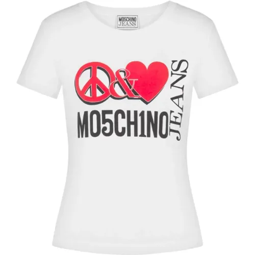 Short Sleeve T-Shirt with Logo Print , female, Sizes: XS, S - Moschino - Modalova