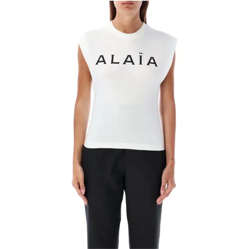 Weiße T-Shirt mit Wing Sleeves , Damen, Größe: S - Alaïa - Modalova