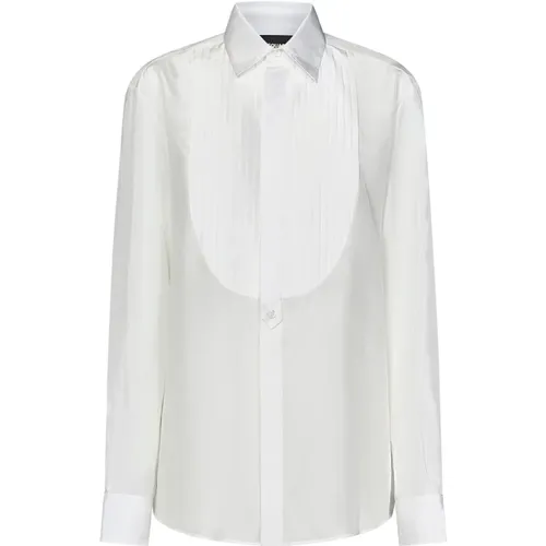 Ivory Silk Satin Pleated Shirt , female, Sizes: S, M - Dsquared2 - Modalova