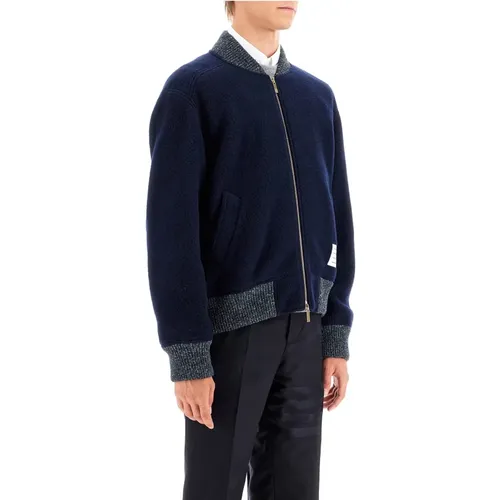 Woolen Fleece Bomber Jacket , male, Sizes: M, S - Thom Browne - Modalova