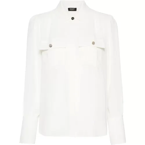 Crepe Texture Shirt Spread Collar , female, Sizes: 2XS, L, S, XS, M - Liu Jo - Modalova