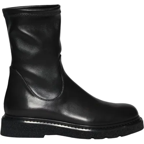 Schwarze Leder Stiefeletten , Damen, Größe: 38 1/2 EU - Guglielmo Rotta - Modalova