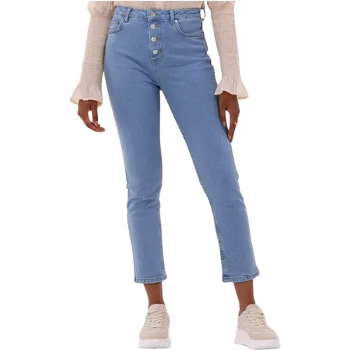Knopf Skinny Jeans Blau , Damen, Größe: XS - NA-KD - Modalova