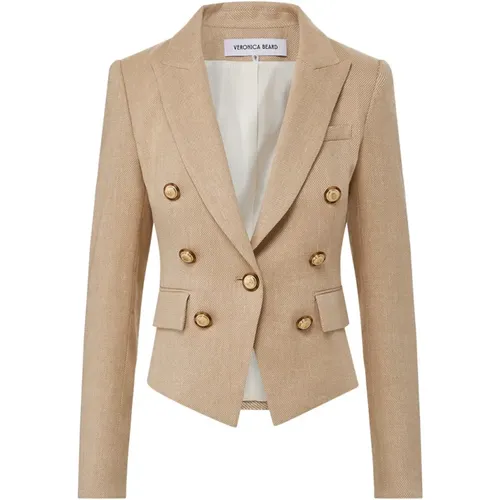 Structured Linen Jacket with Angled Hemline , female, Sizes: S - Veronica Beard - Modalova